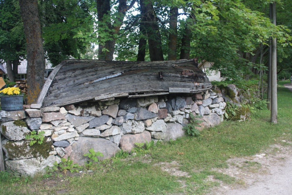 Here old boats don't go up the chimney but rather become part of the garden wall.