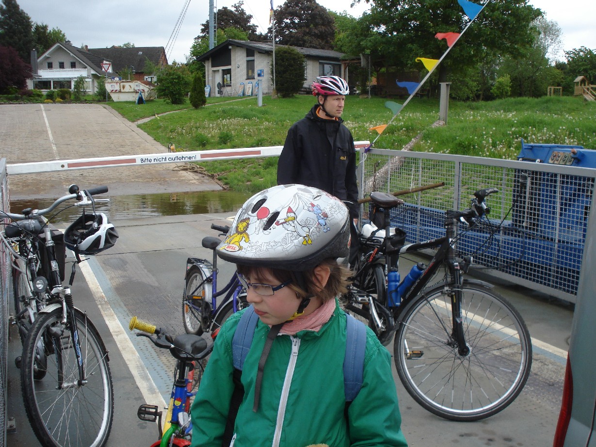 Crossing the Weser by ferry.
