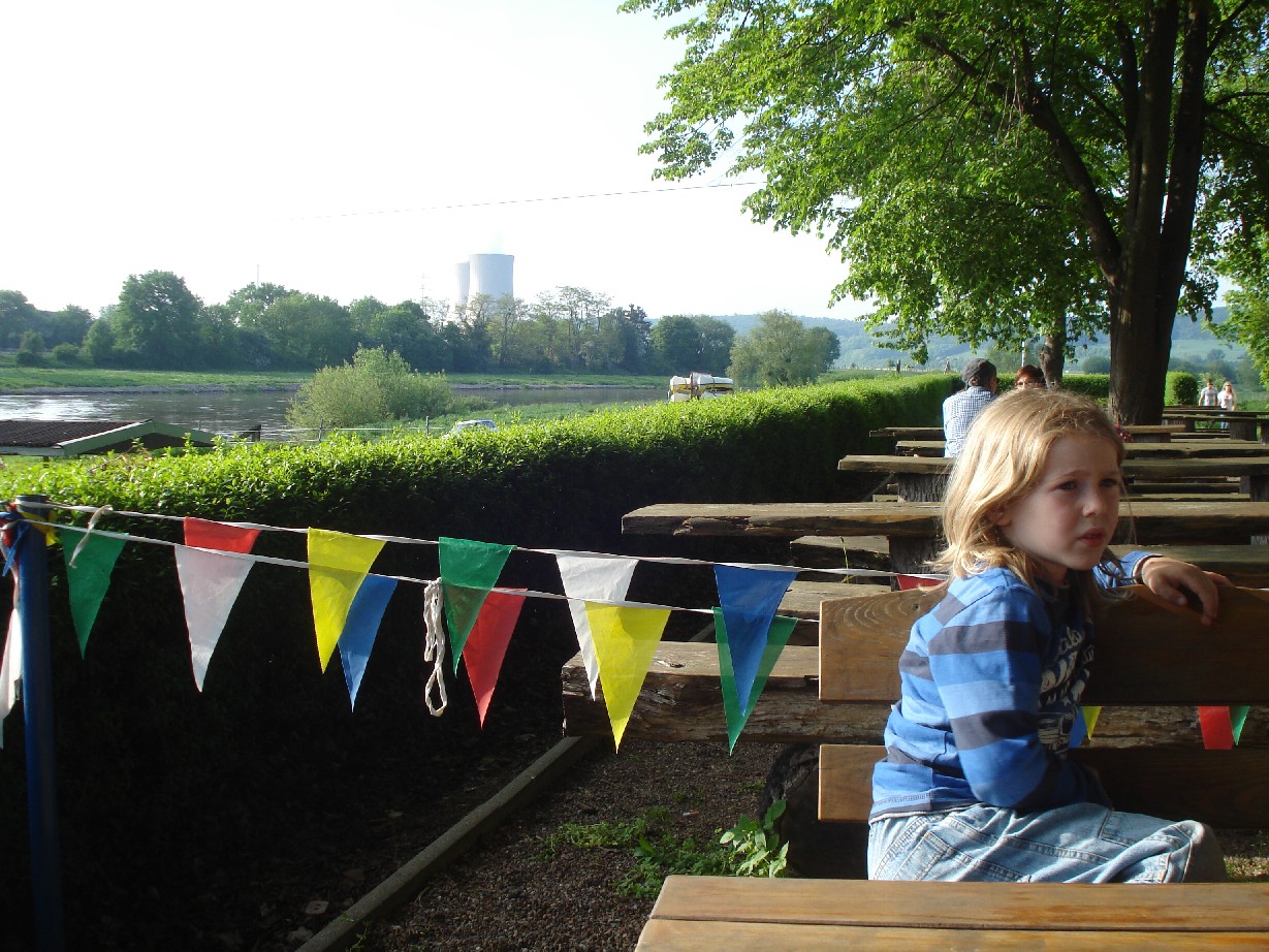 At km 46: an excellent evening in the beer garden in view of the nuclear power station.