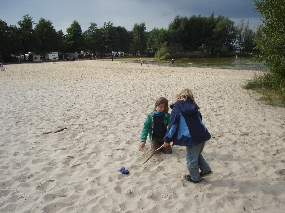 The beach of Steinhude on the artificial island in the large lake. 