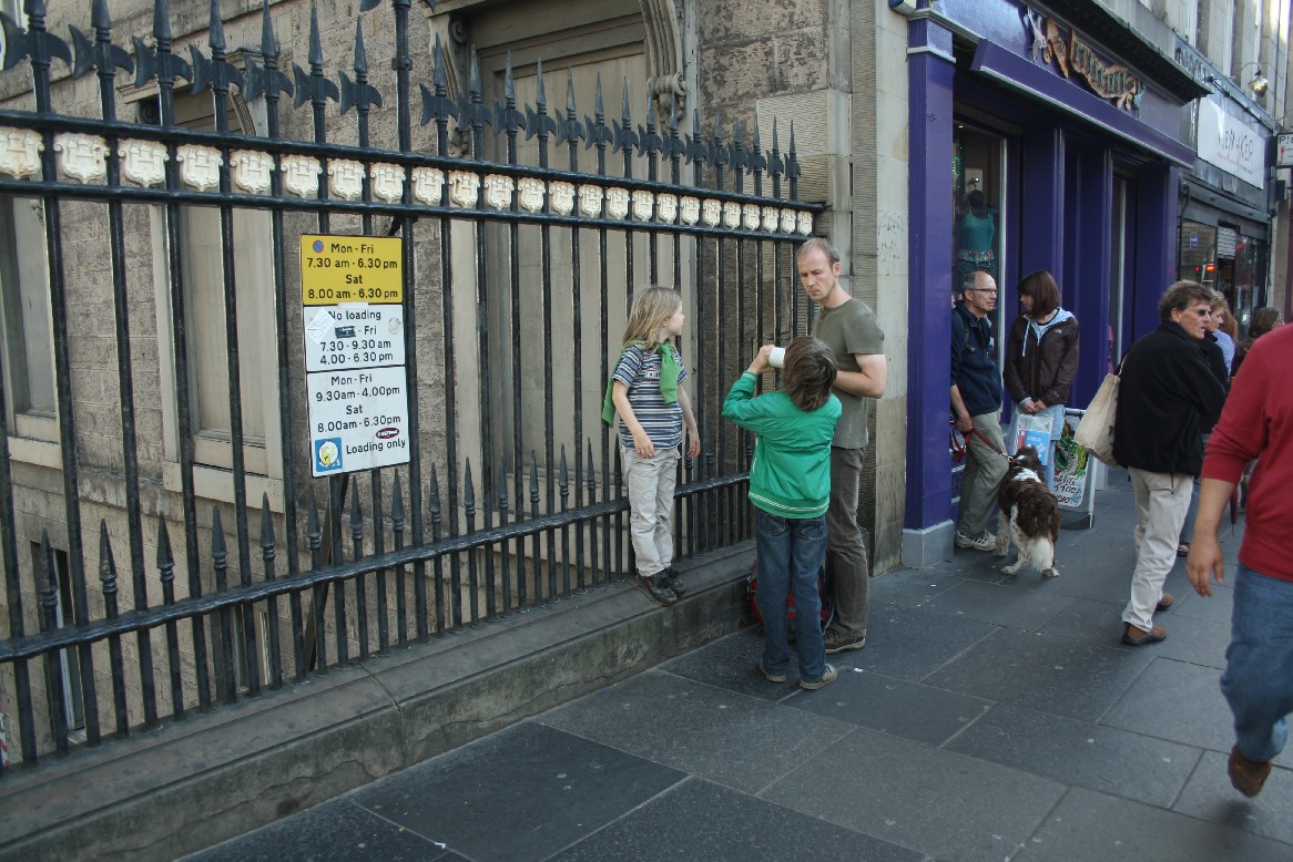 Upstairs: an ordinary street.