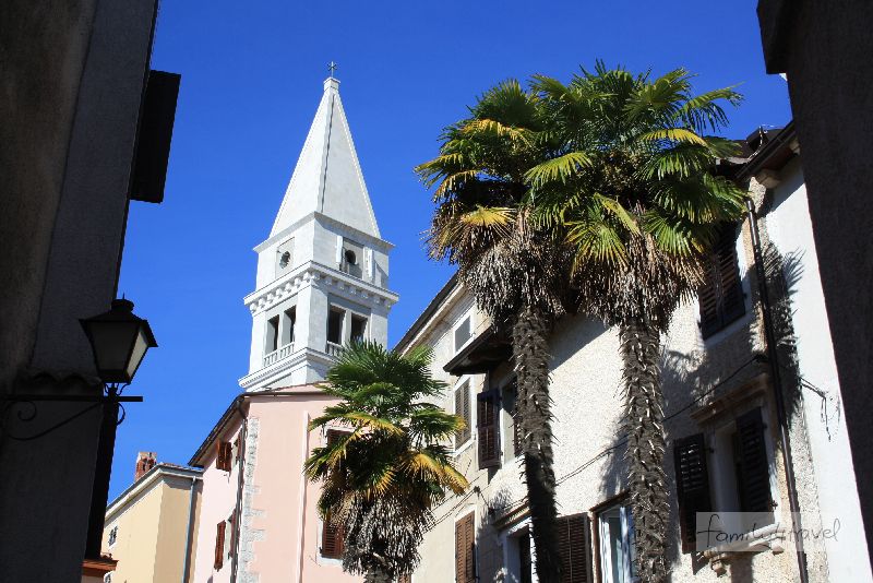 Palmen säumen den Weg hinauf zum Campanile der Martinskirche. 