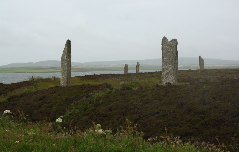Große Steine in Heidelandschaft am Meer. Sieht auch nach gut 4000 Jahren noch schick aus. 