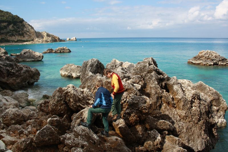 Felsenklettern auf Lefkada, Griechenland.