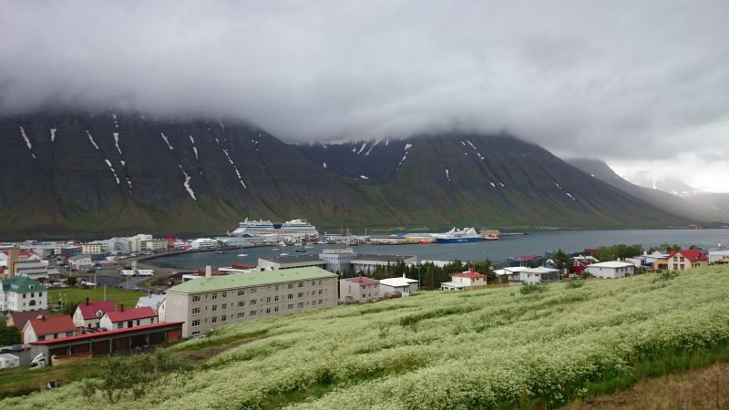 Isafjördur, Island, Ausblick auf die Stadt. 