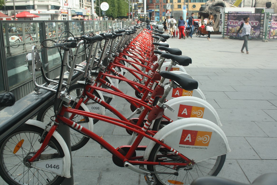 Some bikes for rent... Those can be seen all over the city. 
