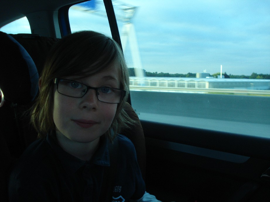 The kids are happy to be on the road again as we pass the first cliché greenhouses of the Netherlands.