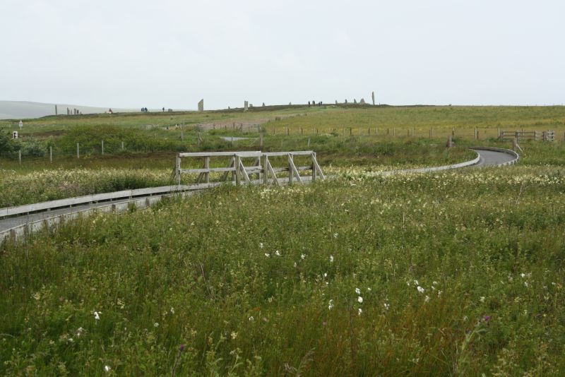 Fußweg vom Parkplatz am Ring of Brodgar, Orkney Inseln.