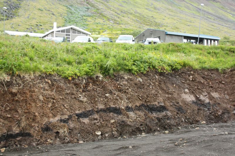 Isafjördur, Island, Ascheschicht vom Vulkanausbruch